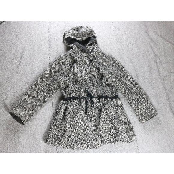 Free People Coat Womens Small Satellite Image Tweed Hooded Swing Wool Blend - Picture 2 of 12